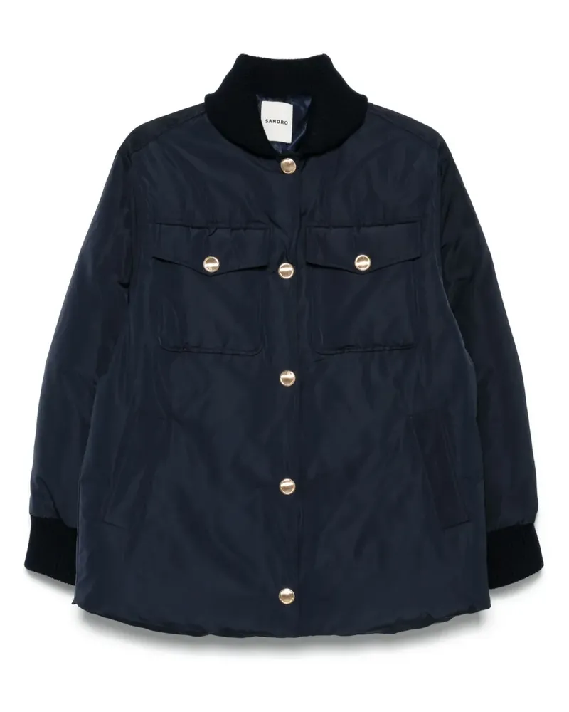 Sandro Daunenjacke mit geripptem Kragen - Blau Blau