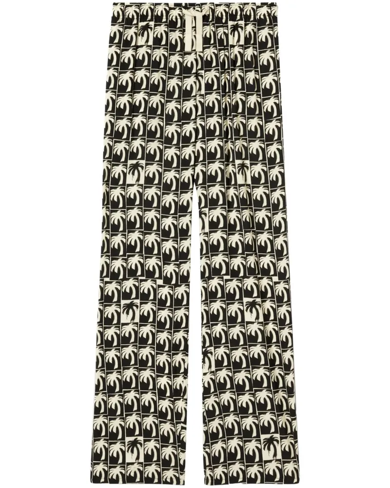 Palm Angels Weite Hose mit Palmen-Print - Schwarz Schwarz