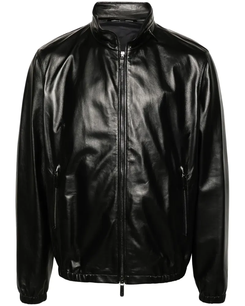 Giorgio Armani Lederjacke mit Reißverschluss - Schwarz Schwarz