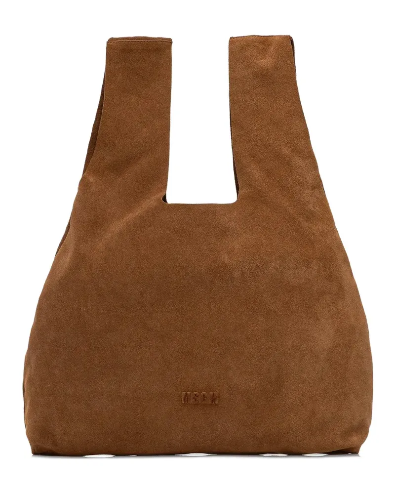 MSGM suede embossed tote bag - Braun Braun