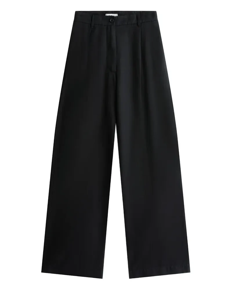 Tommy Hilfiger Wide-Leg-Hose mit Bundfalten - Schwarz Schwarz