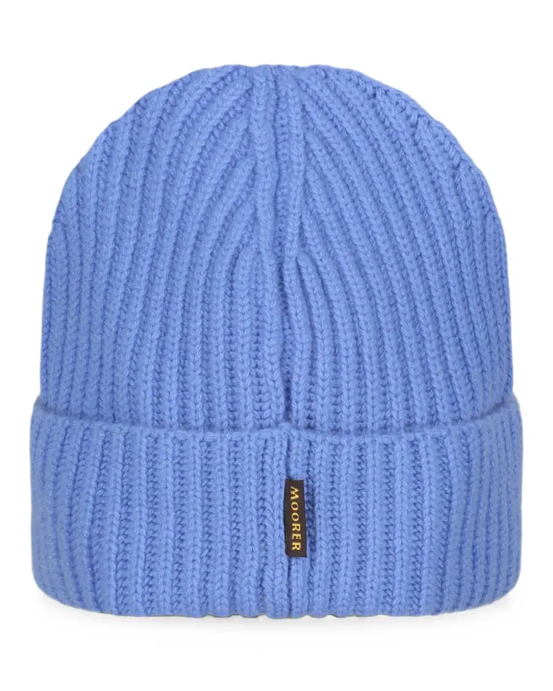 MOORER Gerippte Beanie - Blau Blau