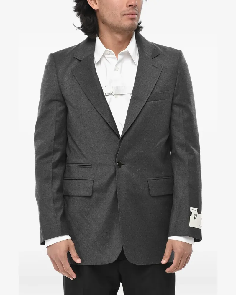 OFF-WHITE single-breasted logo-patch blazer - Grau Grau