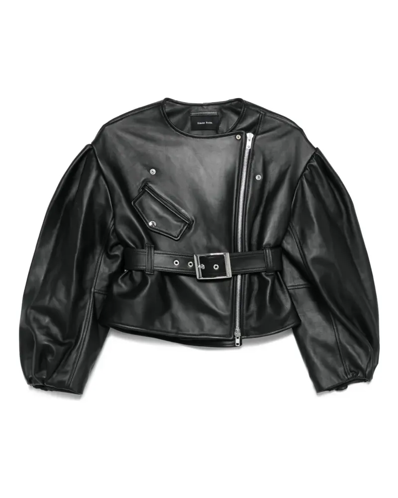 Simone Rocha Lederjacke mit Puffärmeln - Schwarz Schwarz