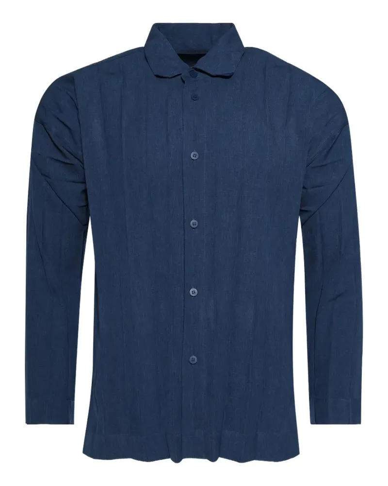 Issey Miyake Edge Ensemble pleated shirt - Blau Blau
