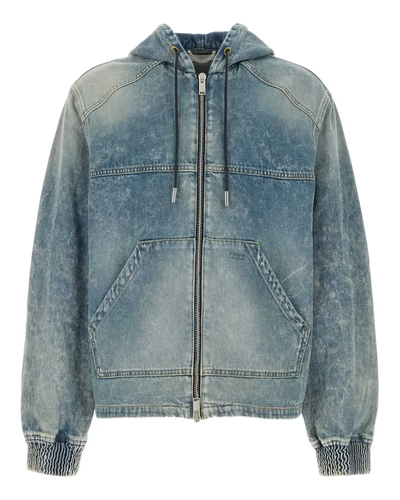 1989 STUDIO Ausgeblichene Jeansjacke mit Kapuze - Blau Blau