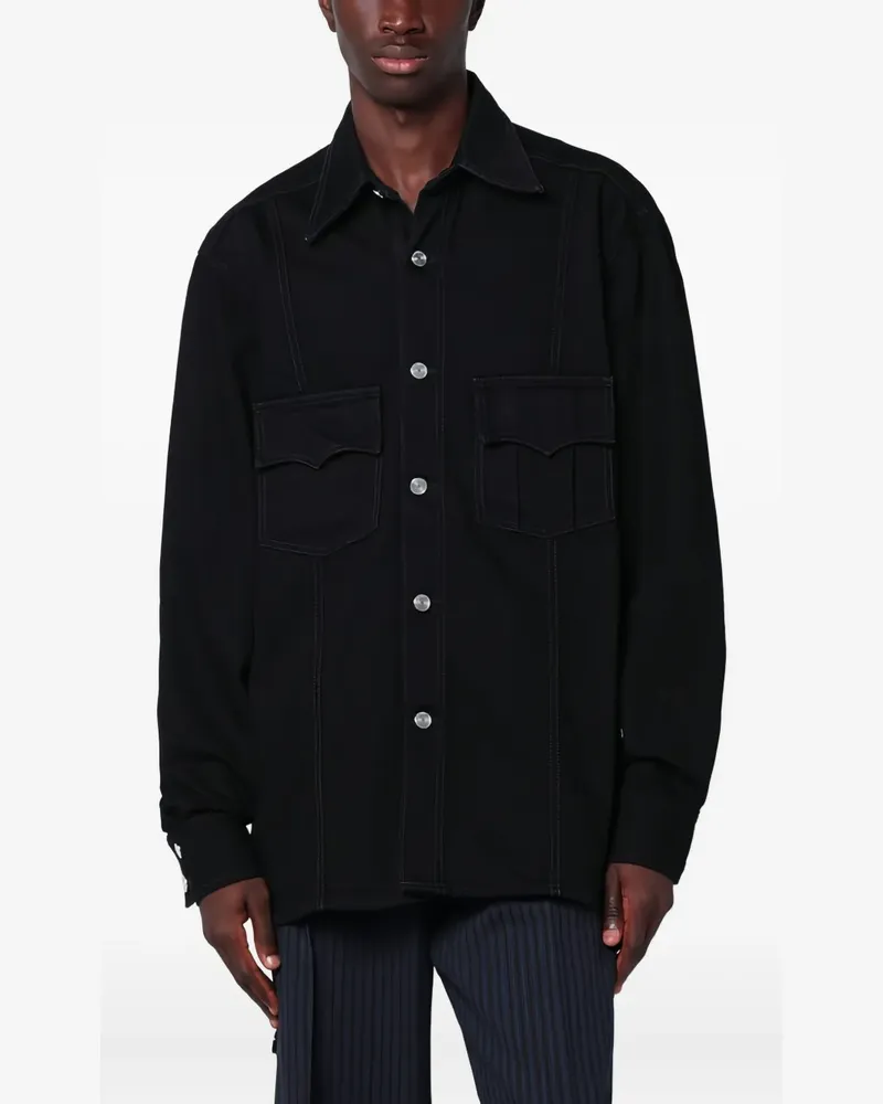 Namacheko Jeanshemd mit Tasche - Schwarz Schwarz