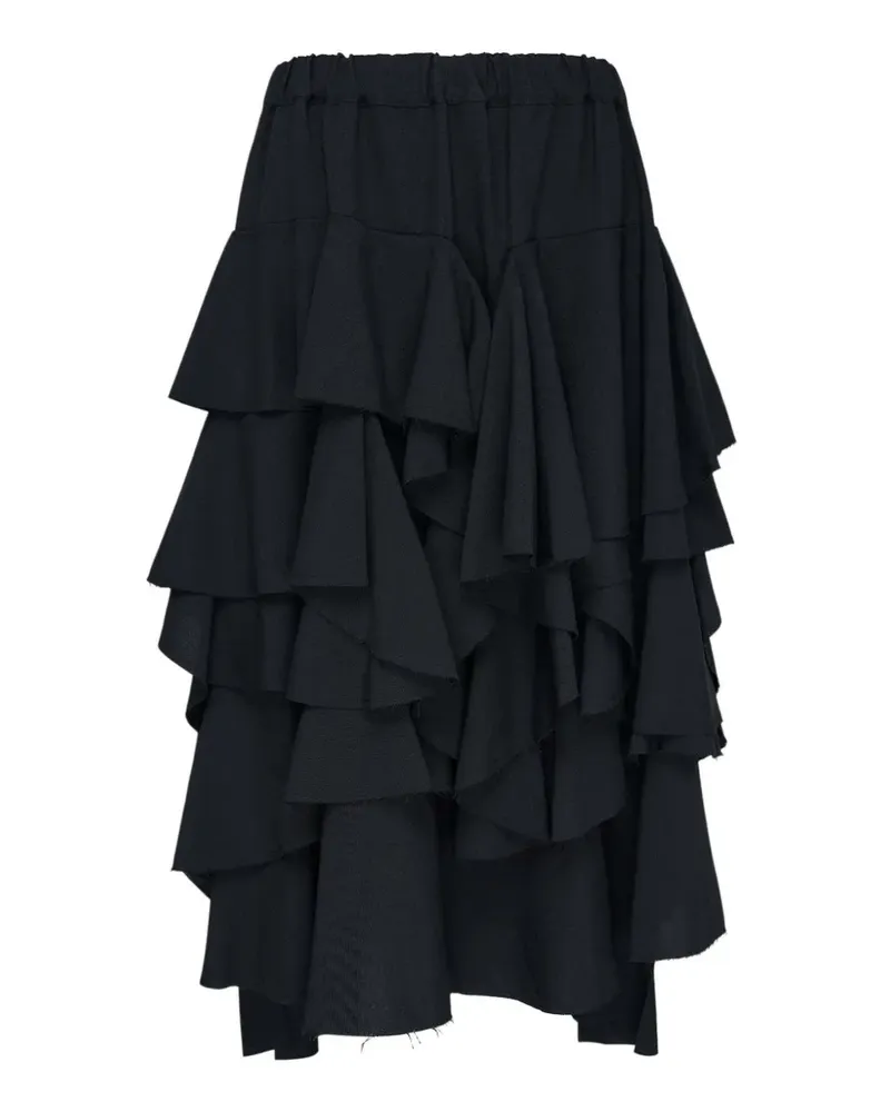 Comme des Garçons Gerüschter Midi-Stufenrock - Schwarz Schwarz