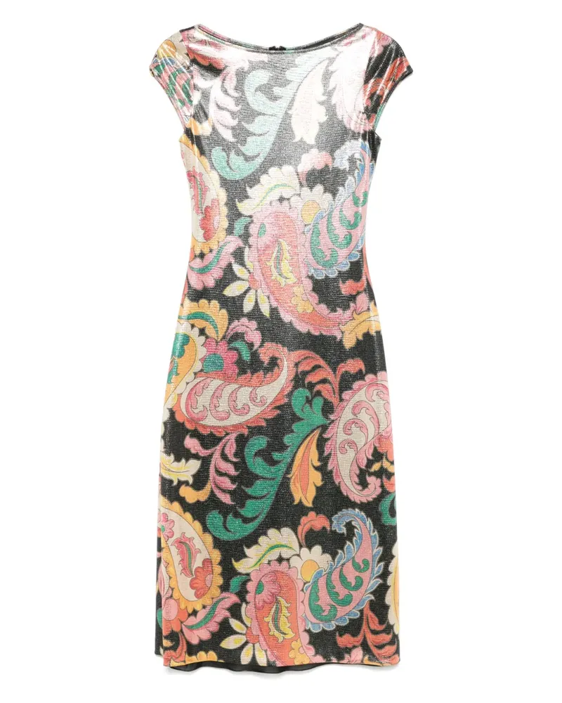 Etro Laminiertes Midikleid mit Paisley-Print - Schwarz Schwarz