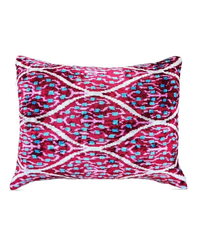 Les-Ottomans Geometrisches Kissen aus Samt - Rot Rot