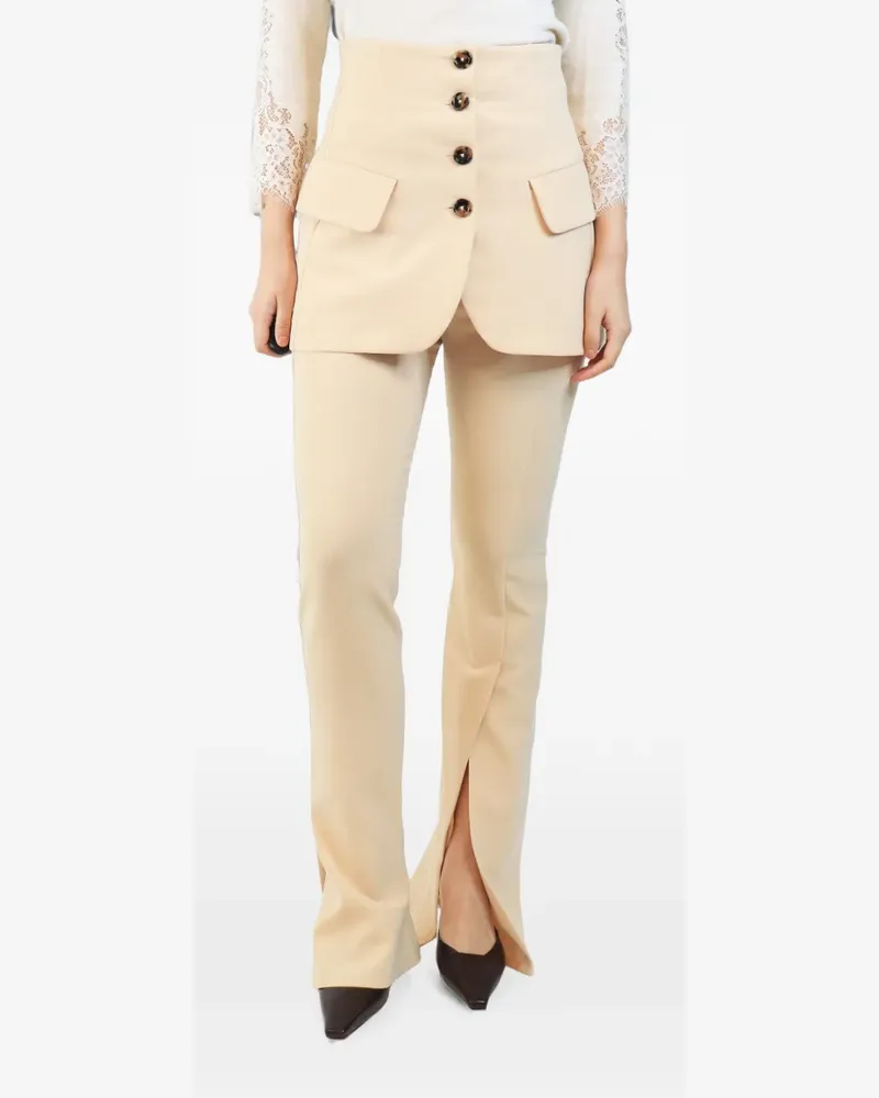 A.W.A.K.E. slit-detail layered trousers - Nude Nude