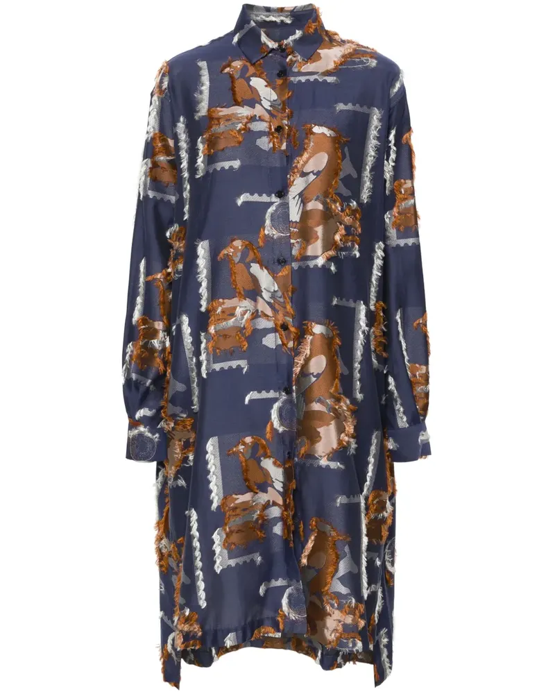 Henrik Vibskov Tape Midikleid mit Vogelmuster - Blau Blau