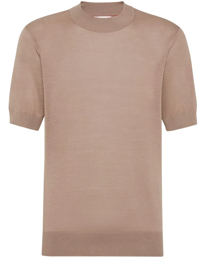 Brunello Cucinelli Gestricktes T-Shirt - Nude Nude