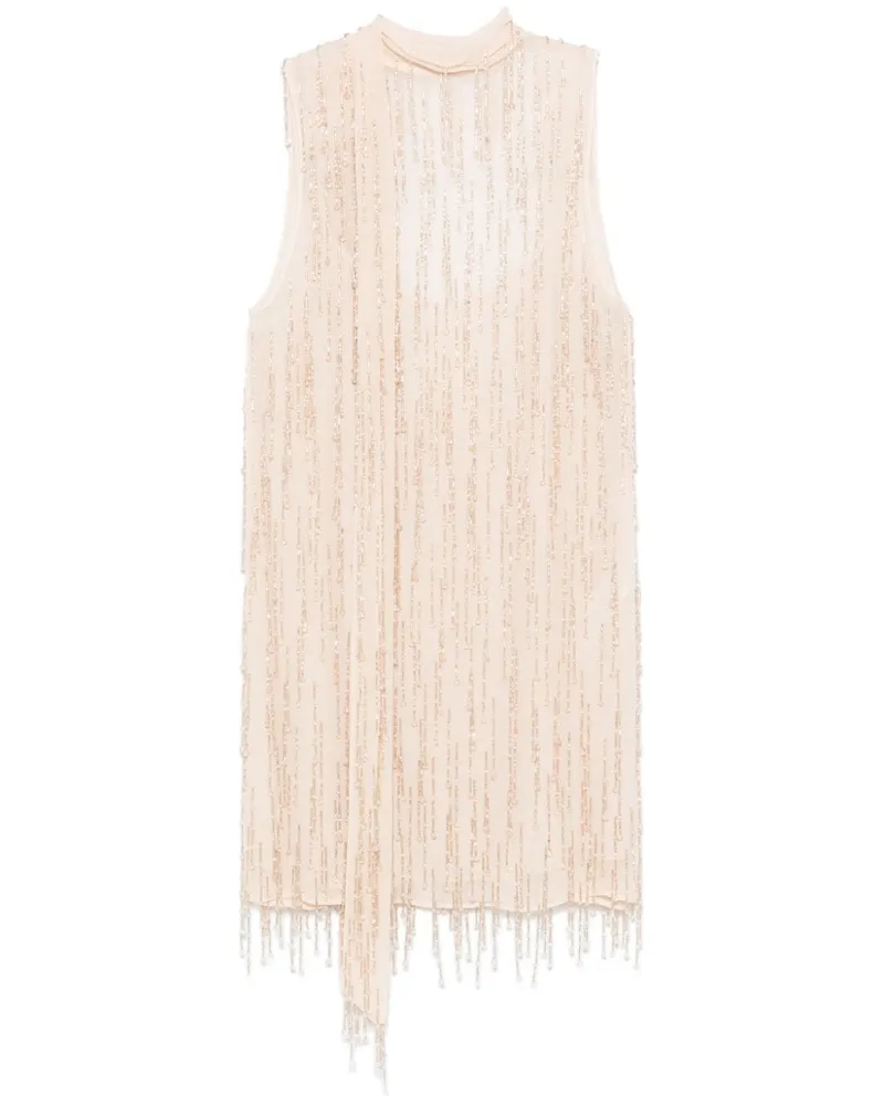 Blumarine Georgette-Minikleid mit Perlen - Nude Nude