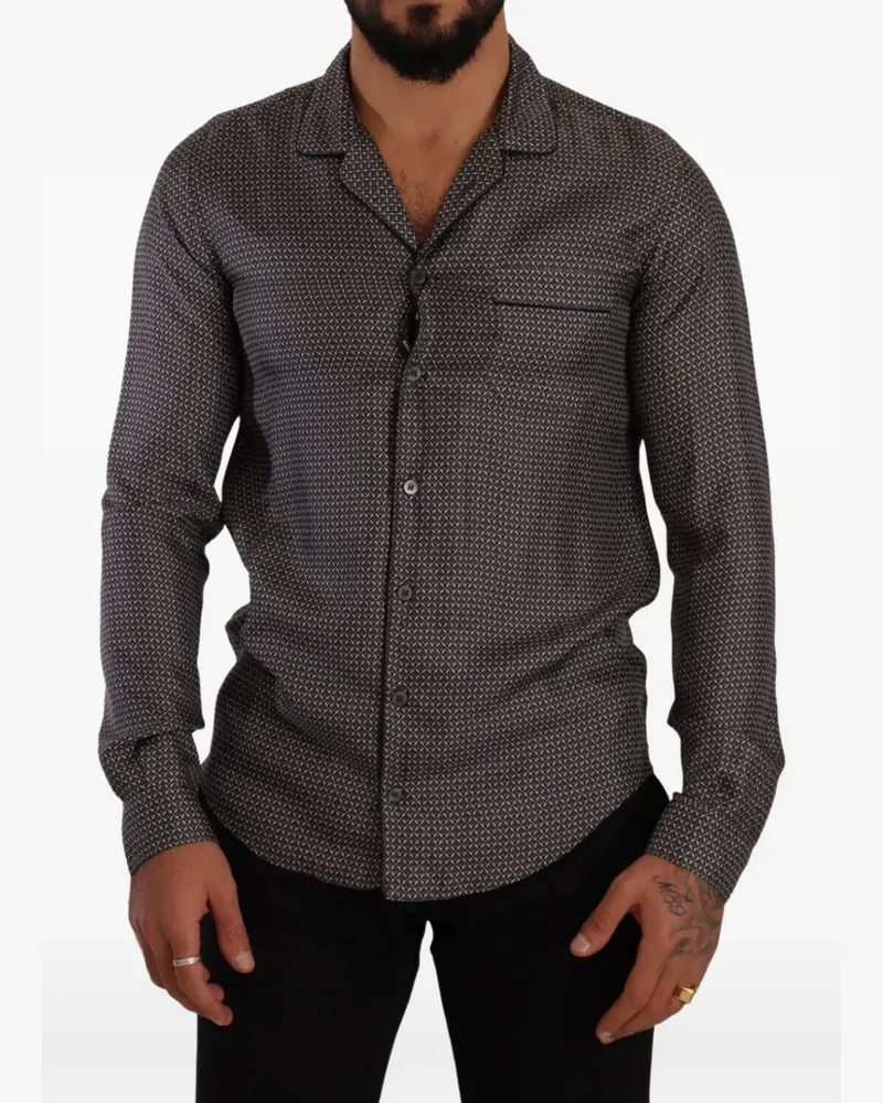 Dolce & Gabbana Pyjama aus Seide mit geometrischem Muster - Grau Grau