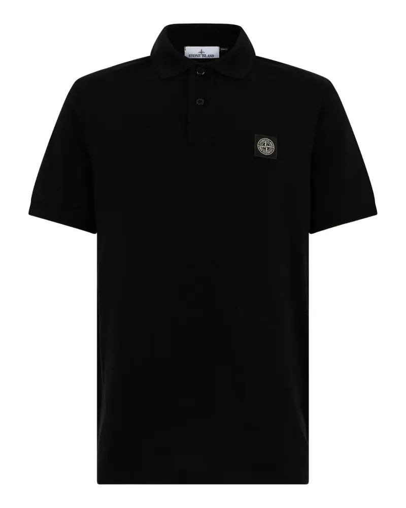 Stone Island logo-patch short-sleeve polo shirt - Schwarz Schwarz