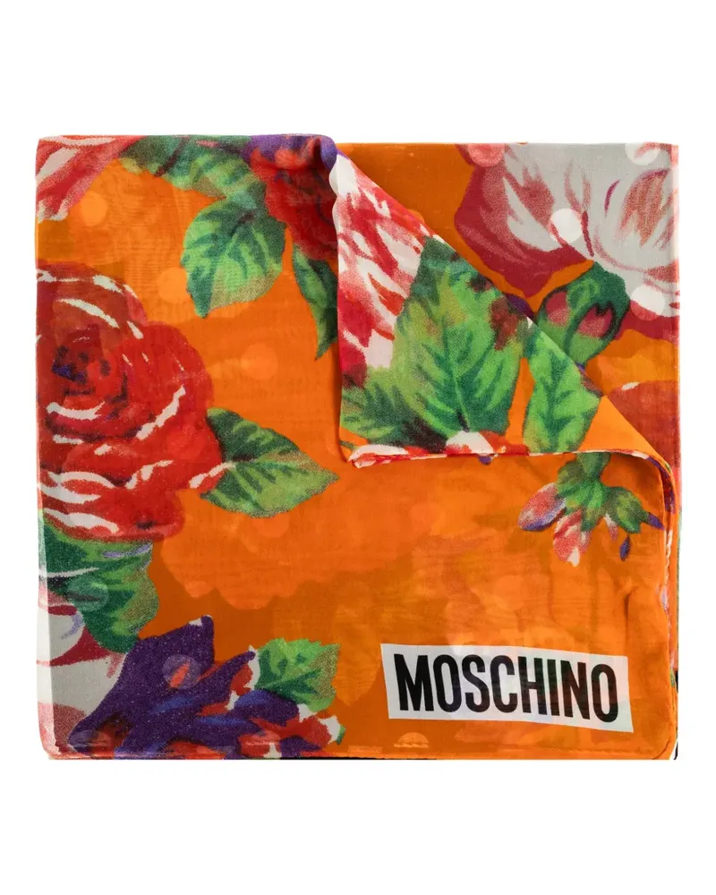 Moschino Seidenschal mit Print-Mix - Orange Orange