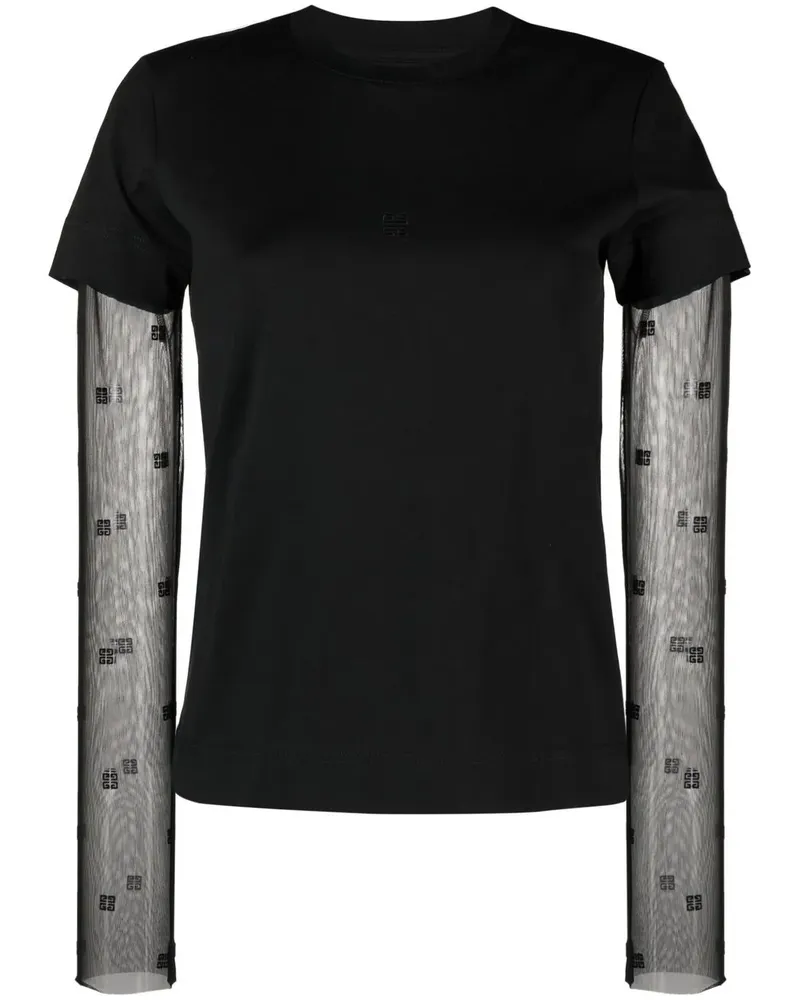 Givenchy T-Shirt mit Tüllärmeln - Schwarz Schwarz
