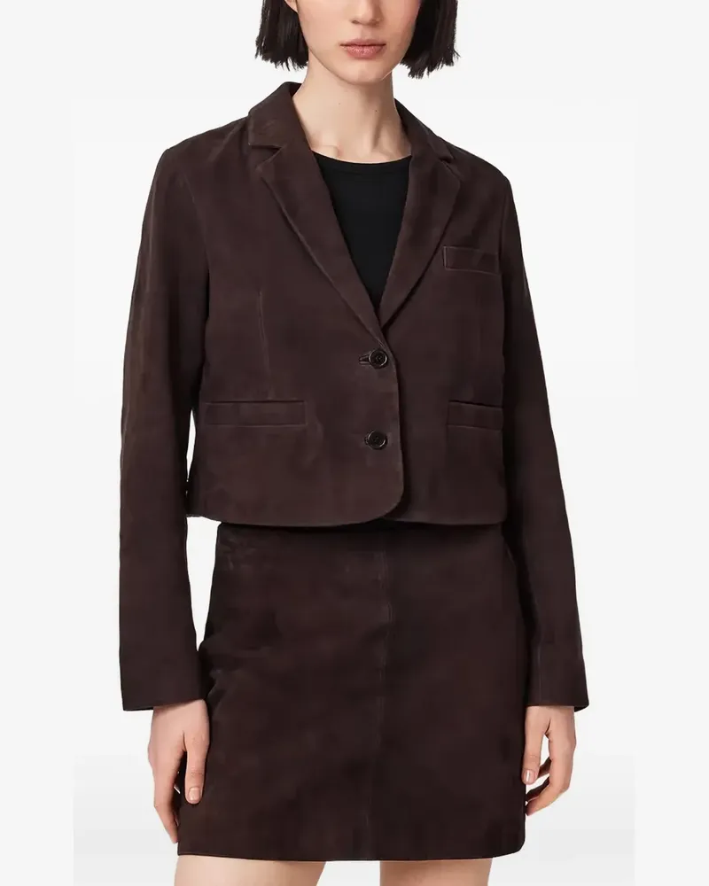 AllSaints cropped suede blazer - Braun Braun