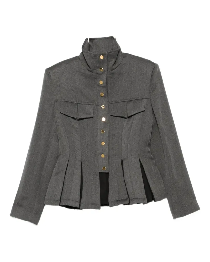 Elisabetta Franchi peplum-hem high-neck fitted jacket - Grau Grau
