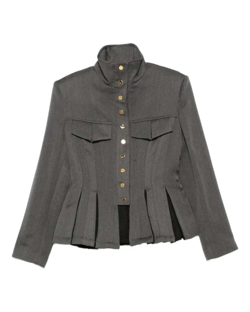 Elisabetta Franchi Stehkragen-Jacke mit Schößchen - Grau Grau
