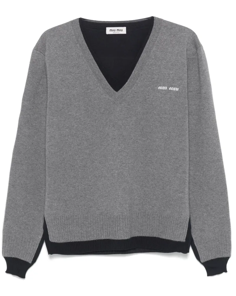 Miu Miu Pullover mit V-Ausschnitt - Grau Grau