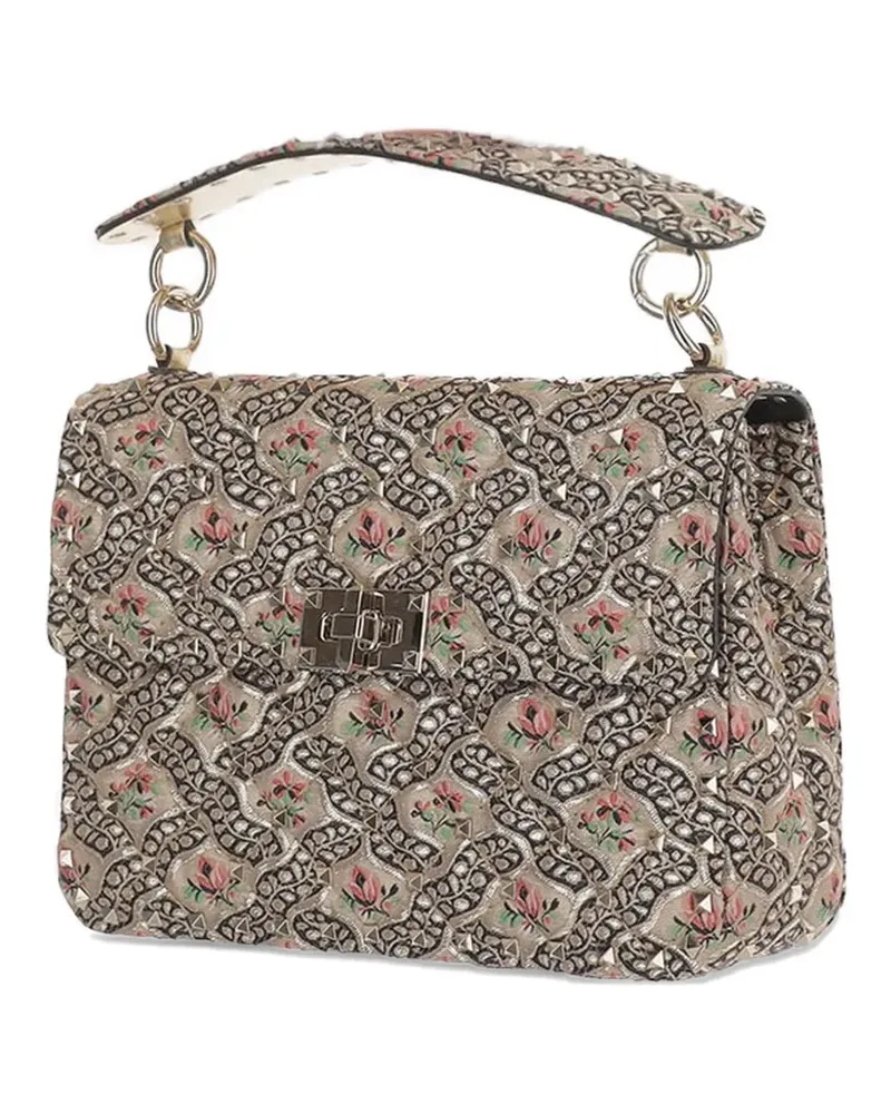 Valentino Garavani Rockstud Spike floral-print tote bag - Nude Nude