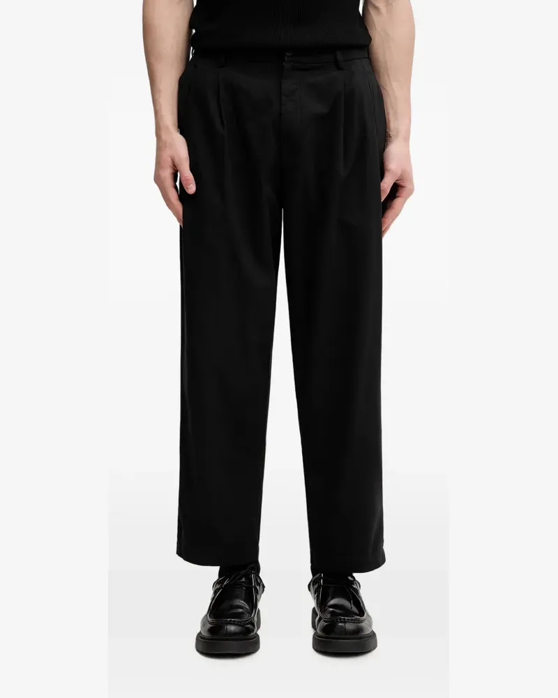 Beams Plus Straight-Leg-Hose mit Falten - Schwarz Schwarz