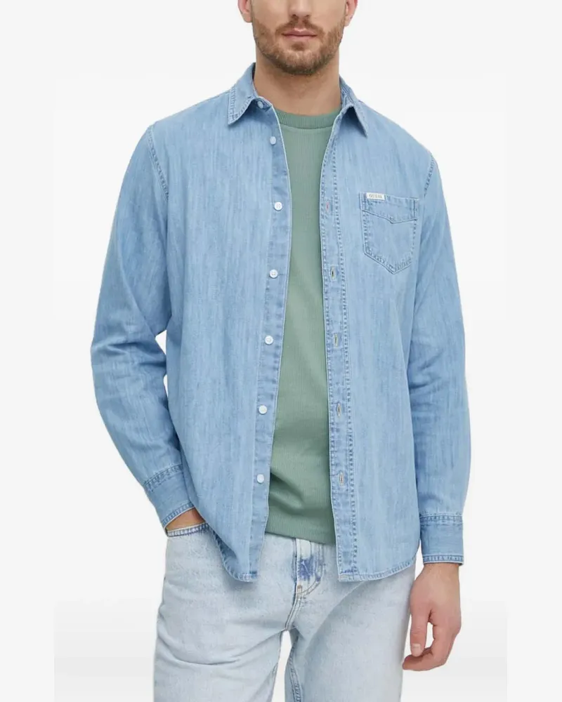 Guess Ronnie Hemd aus Chambray - Blau Blau