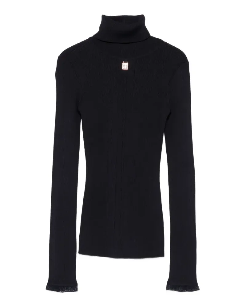 Elisabetta Franchi Rollkragenpullover mit Logo-Schild - Blau Blau