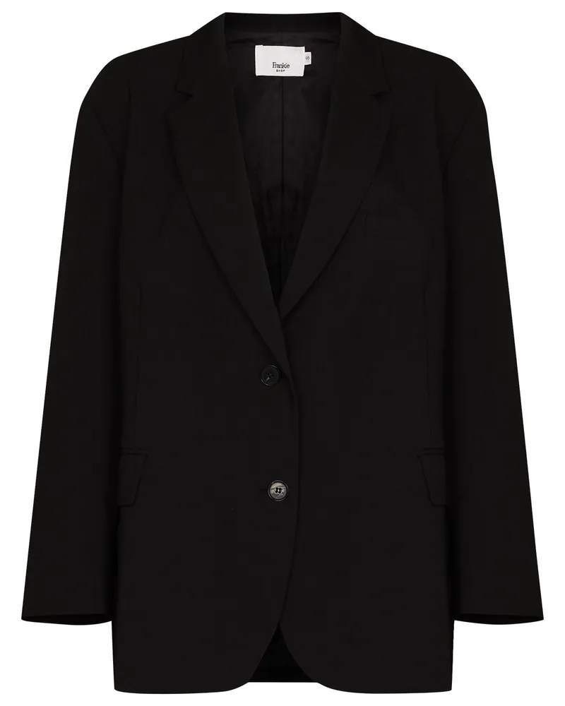 FRANKIE Shop Einreihiger Oversized-Blazer - Schwarz Schwarz
