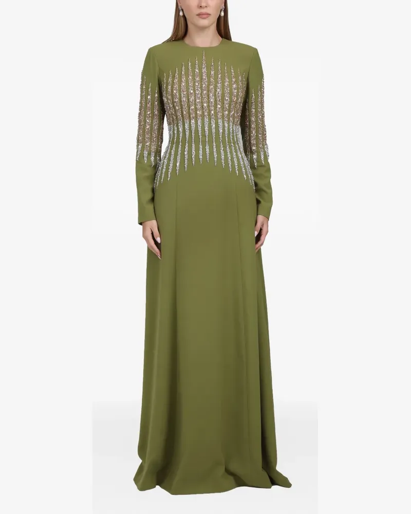 Dina Melwani Maxikleid mit Kristallverzierung - Grün Grün