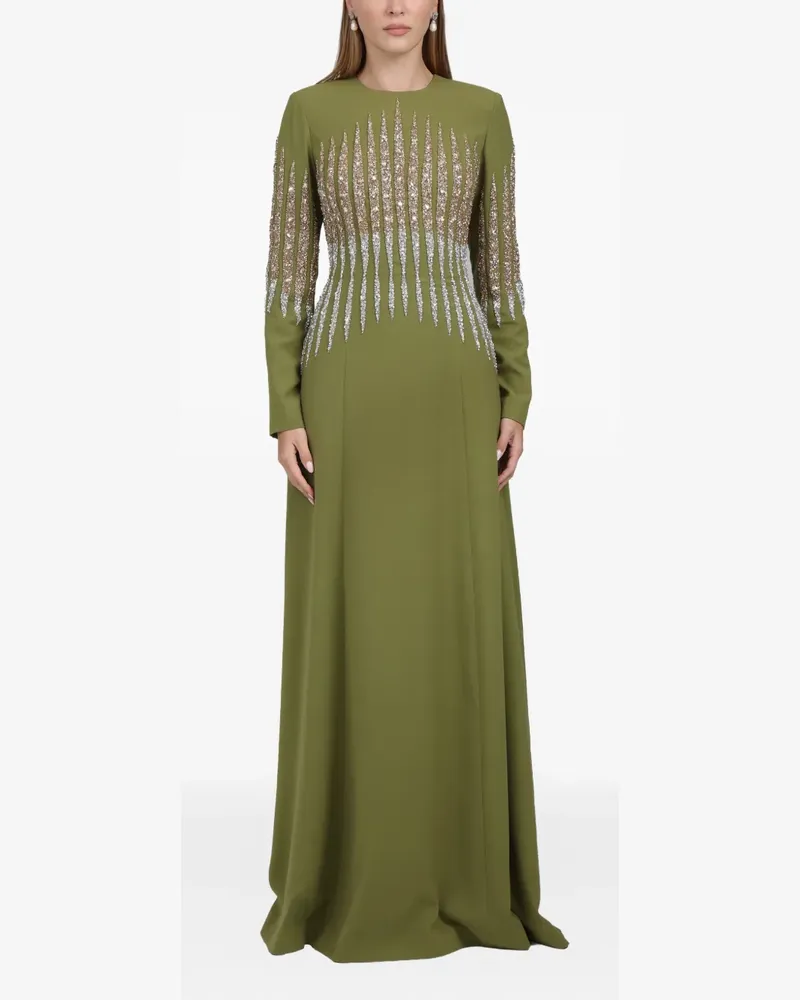 Dina Melwani Maxikleid mit Kristallverzierung - Grün Grün