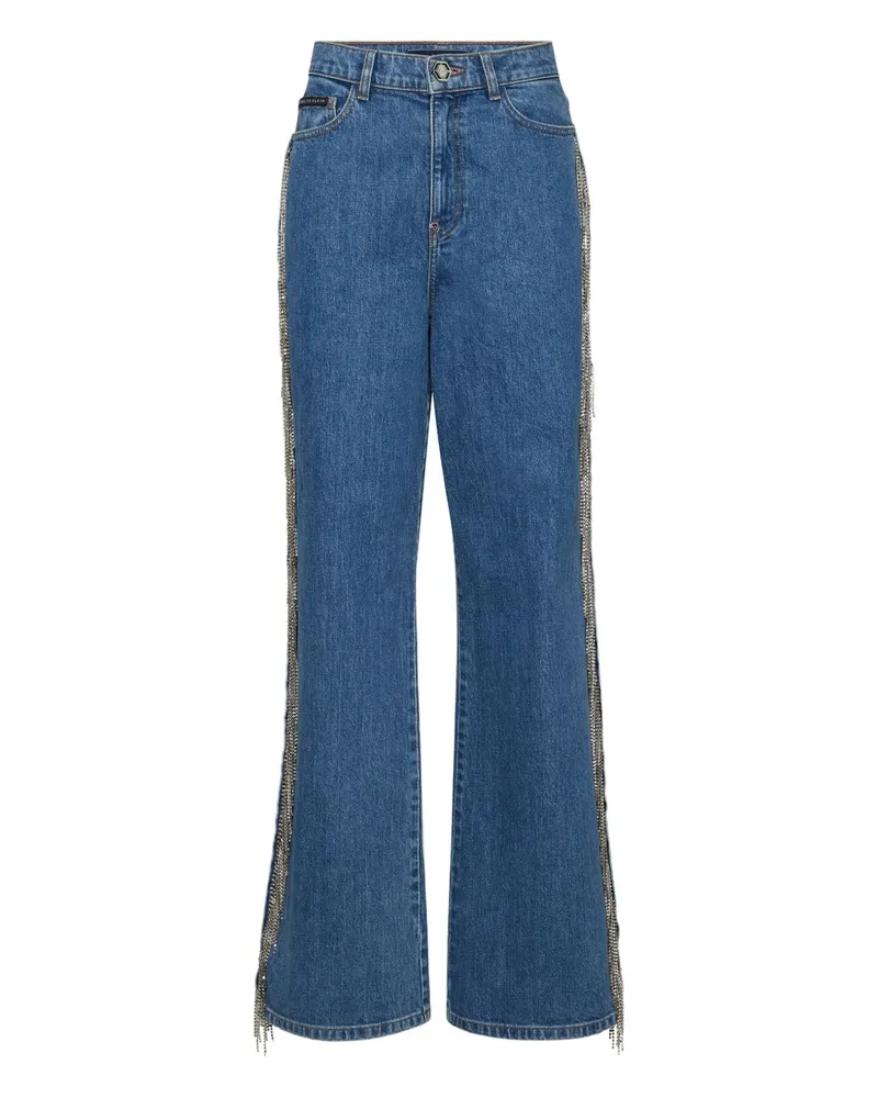 Philipp Plein Skater Fit Jeans mit Kristallen - Blau Blau