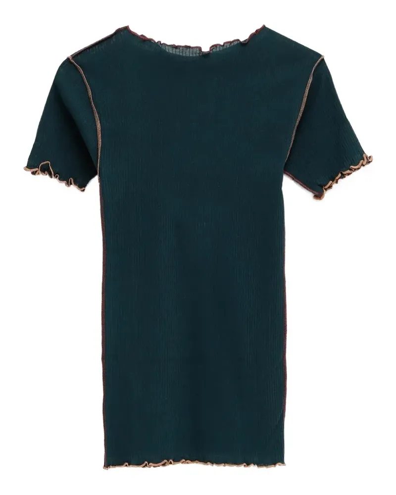 Baserange Vein ribbed lettuce-trim T-shirt - Grün Grün