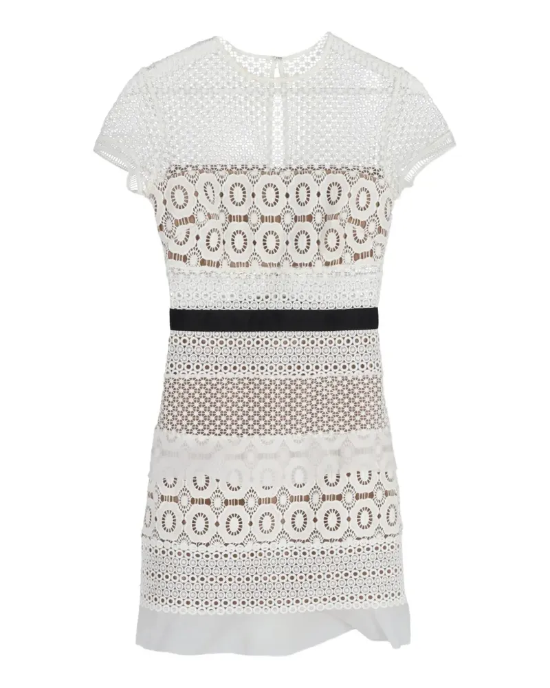 Self-Portrait short-sleeve lace mini dress - Weiß Weiß
