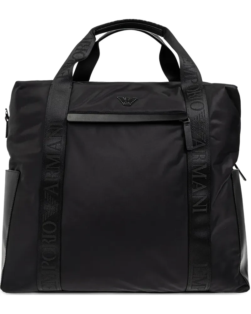 Emporio Armani Shopper mit Logo-Schild - Schwarz Schwarz