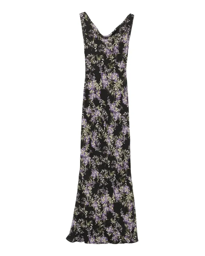 Norma Kamali floral-print cowl-neck dress - Schwarz Schwarz