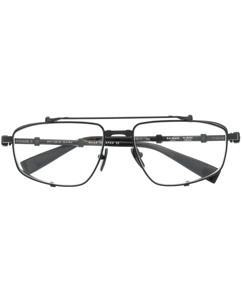 Balmain Brille mit Logo-Schild - Schwarz Schwarz