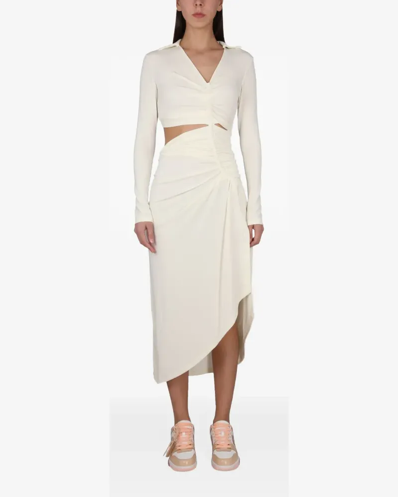 OFF-WHITE ruffles assymetric dress - Weiß Weiß