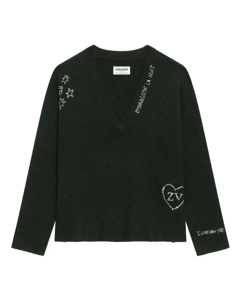 Zadig & Voltaire Mikyz Intarsien-Pullover mit V-Ausschnitt - Schwarz Schwarz