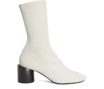 Stiefeletten mit Blockabsatz - Weiß