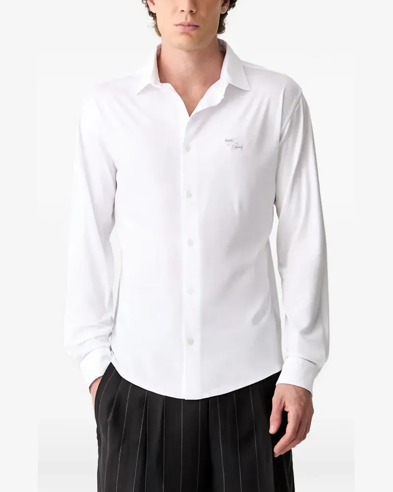 Filling Pieces embroidered-logo shirt - Weiß Weiß