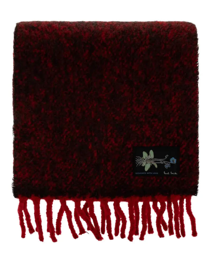 Paul Smith Schal mit Fransen und Logo-Patch - Rot Rot