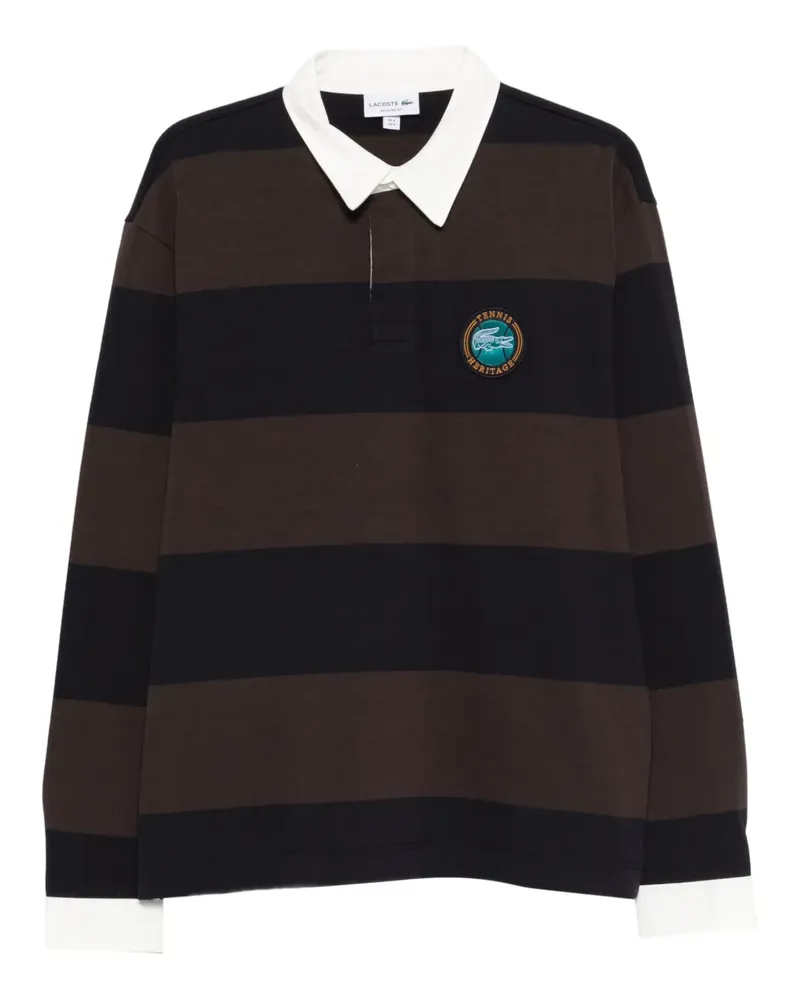 Lacoste Gestreiftes Poloshirt mit Logo-Patch - Blau Blau