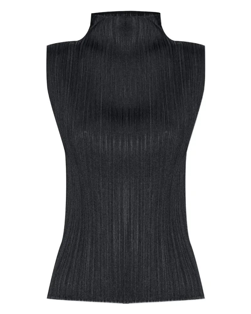 Issey Miyake Top mit Falten - Schwarz Schwarz