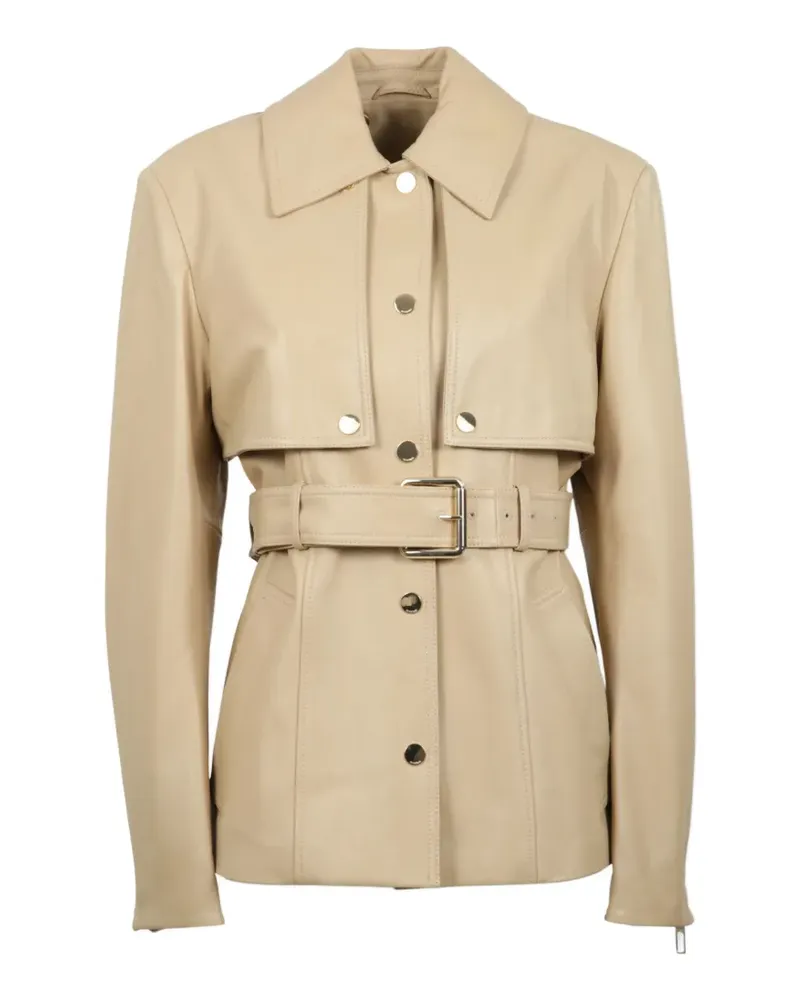 SPORTMAX belted leather jacket - Nude Nude