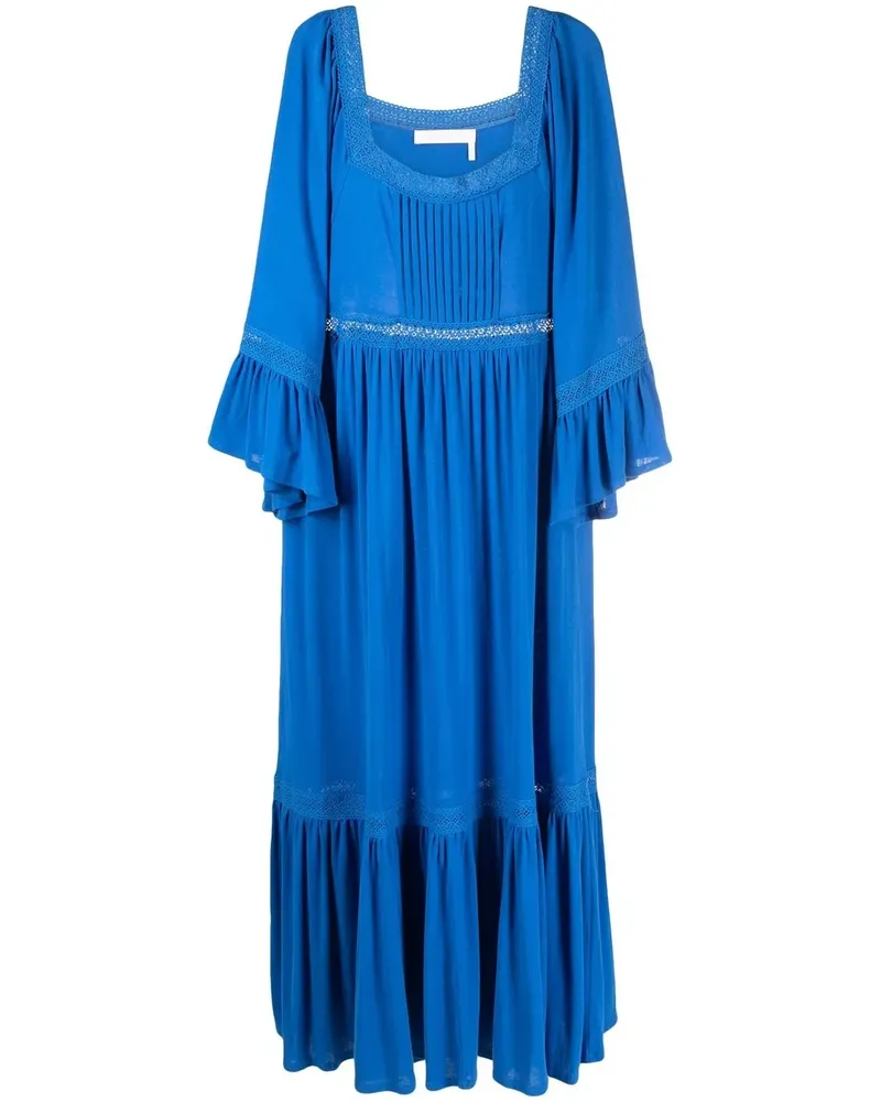 See by Chloé Midikleid mit eckigem Ausschnitt - Blau Blau