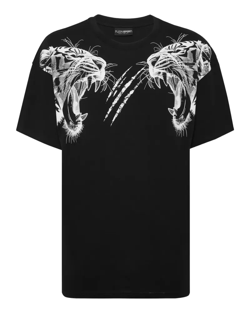 Philipp Plein T-Shirt mit Tigerkopf - Schwarz Schwarz