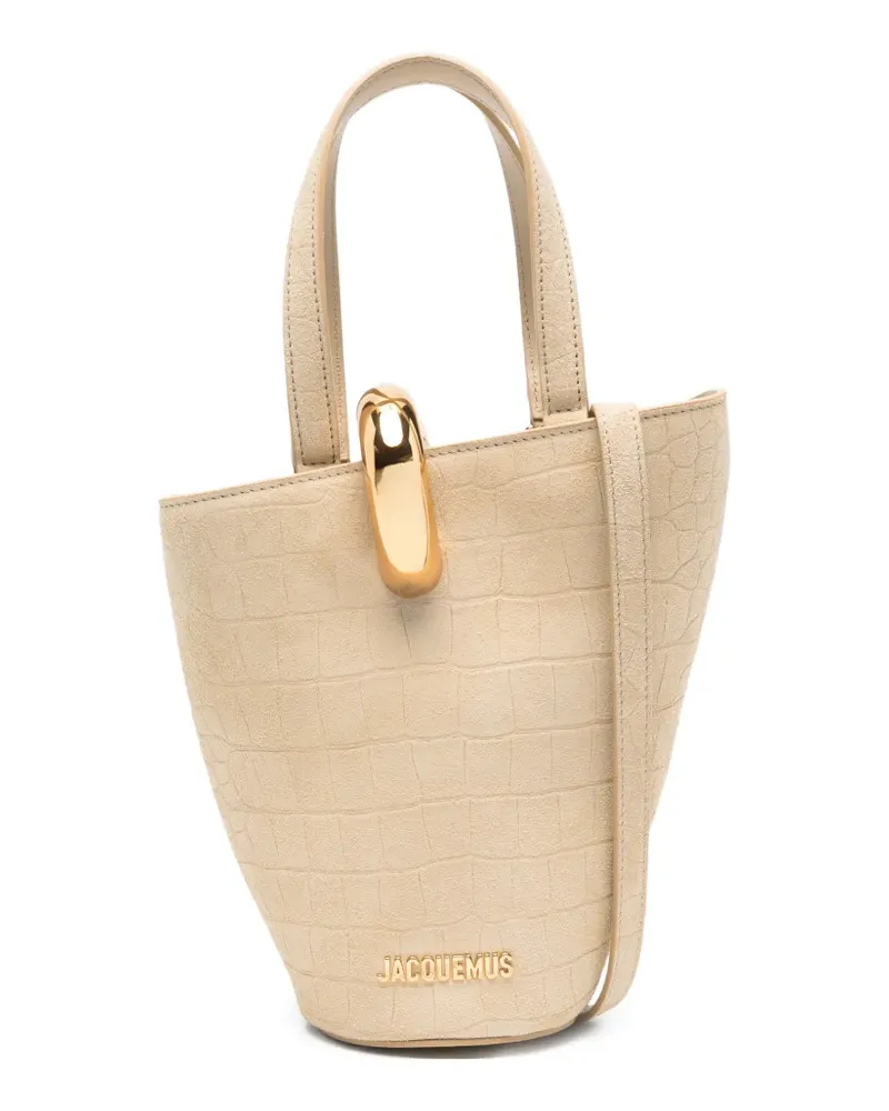 Jacquemus Le Petit Bambola crocodile-effect suede tote bag - Nude Nude